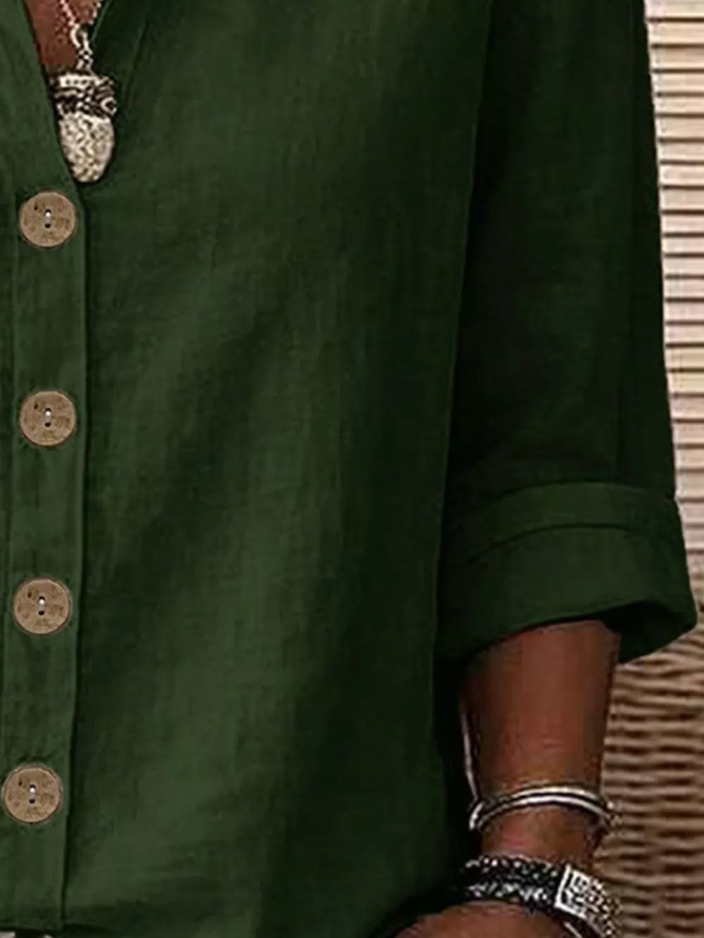 Linen Long-sleeve Top in Orange-red, product detail