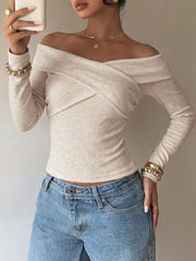 Chic Crisscross Off-shoulder T-shirt