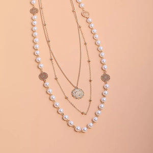 Multi-layered Pearl And 18k Gold-plated Necklace in Gold, product detail