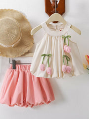 Children's Sleeveless Tank Top And Bubble Shorts Set, front view
