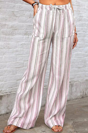 Full Size Striped Wide-leg Pants Plus Size in Dusty Pink, product detail