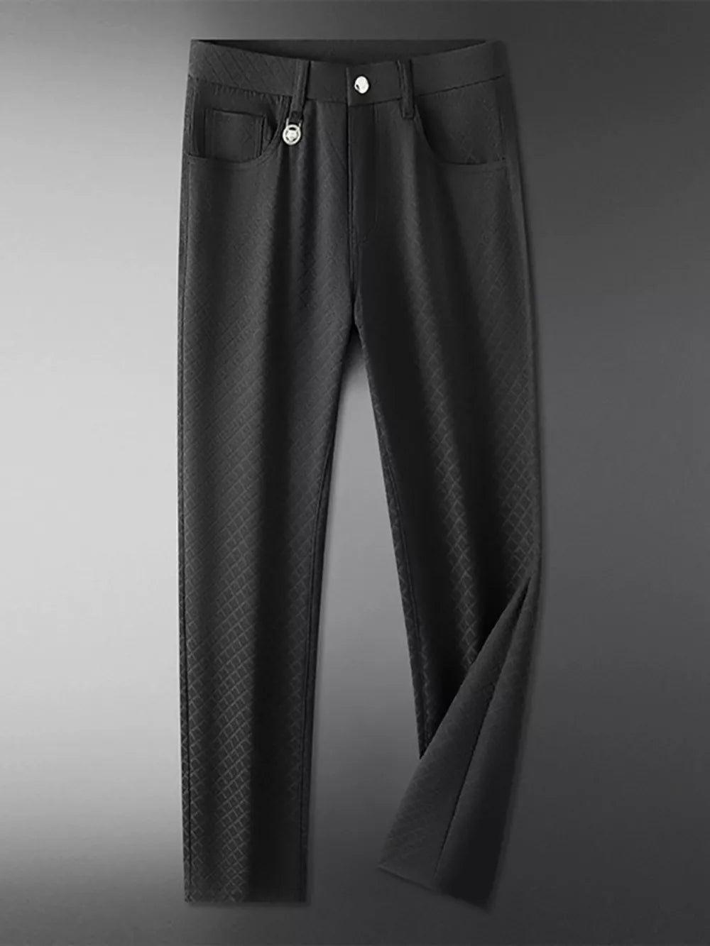 Men's Lightweight Textured Casual Pants in Off-white, side view
