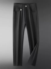 Men's Lightweight Textured Casual Pants in Off-white, side view
