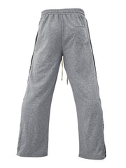 Men's Full Size Side Snap Button Pants Plus Size in Black, side view