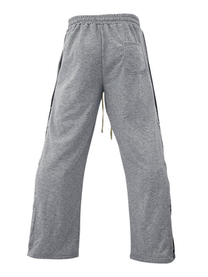 Men's Full Size Side Snap Button Pants Plus Size in Black, side view