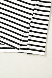 Black and white striped t-shirt with side slit detail
