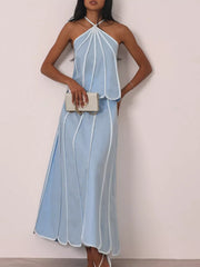 Halter Neck Two-piece Set With Scalloped Details