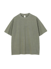 Oversized washed cotton tee in Moss with a relaxed fit and crew neck.