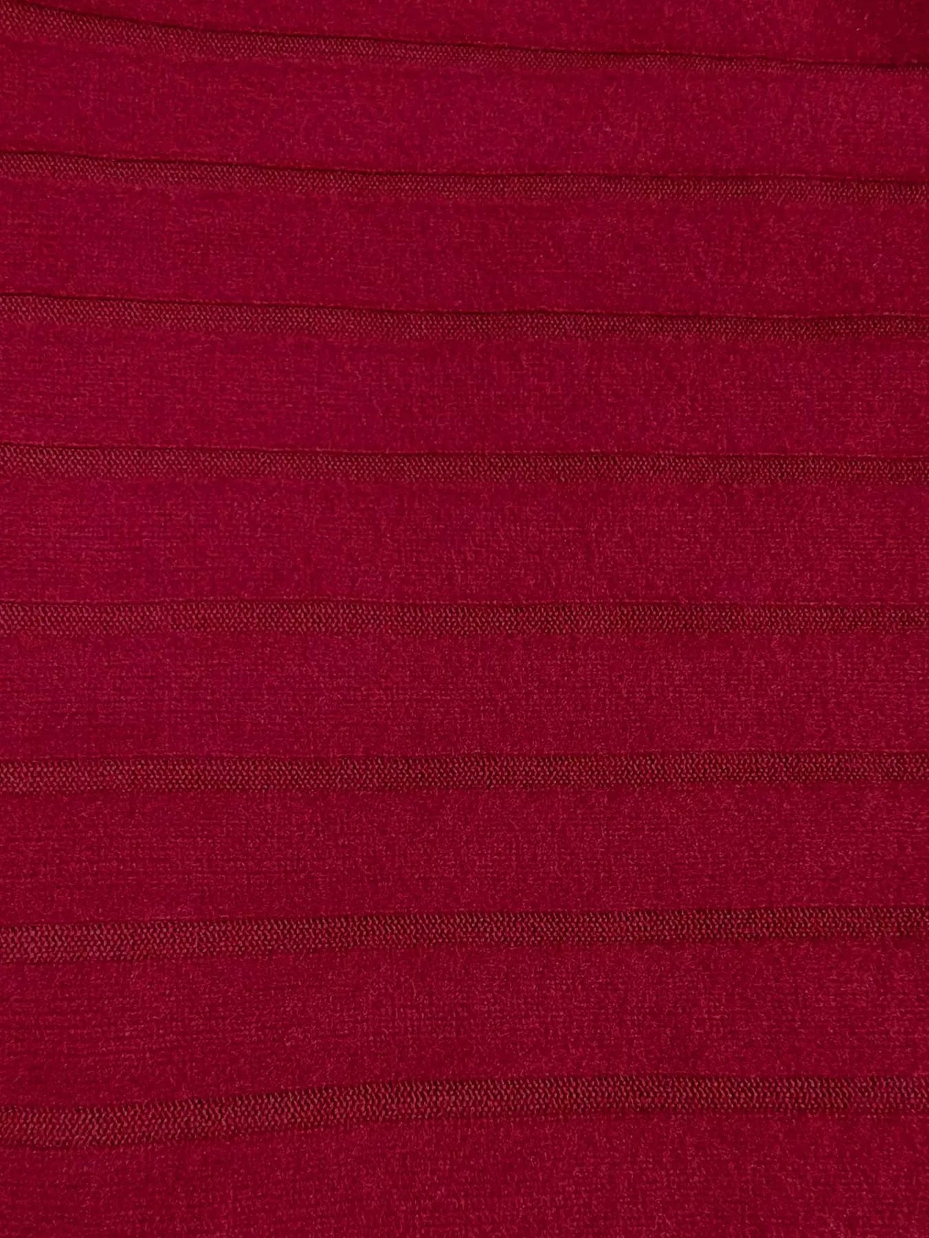 Red ribbed knit hoodie dress fabric detail