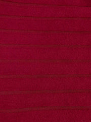 Red ribbed knit hoodie dress fabric detail