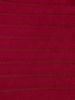 Red ribbed knit hoodie dress fabric detail