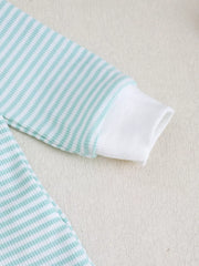 Children's Bear Striped Top And Pants Set in Light Blue, fabric detail