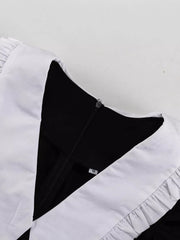 Chic Puff Sleeve Dress With Ruffled Collar
