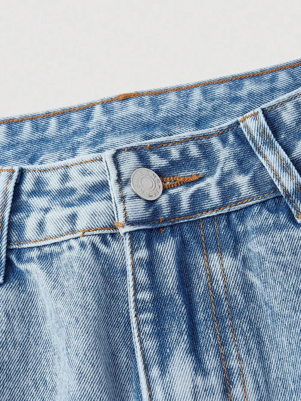 Embroidered Wide Leg Jeans in Blue, close-up detail