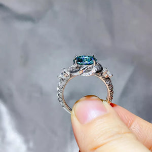 0.3 Carat Solitaire Moissanite Sterling Silver Ring, close-up detail