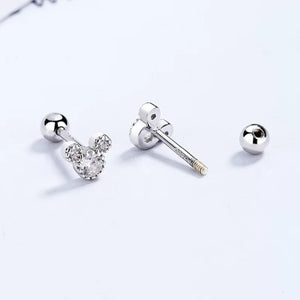Mickey Mouse sterling silver stud earrings with dazzling stones