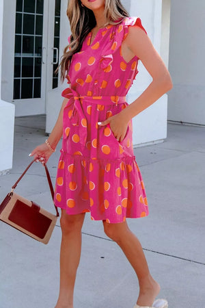 Ruffle Sleeve Polka Dot Mini Dress, alternate angle