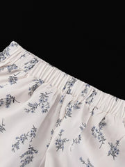 Charming Floral Balloon Sleeve Two-piece Set