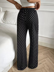 Polka Dot Wide-leg Pants in Black, back view