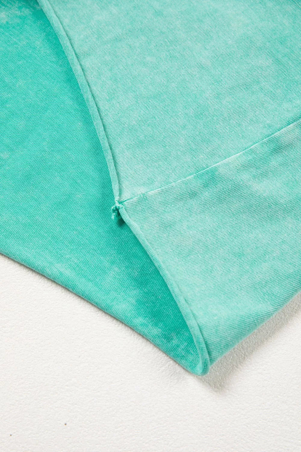 Mineral washed cotton shorts in teal with drawstring waist detail