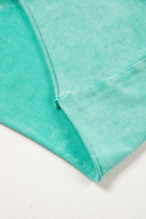 Mineral washed cotton shorts in teal with drawstring waist detail
