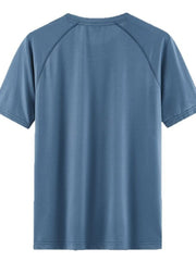 Men's French Blue quick-dry active t-shirt with round neck and short sleeves.