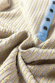 Button Front Jacquard Henley Sweatshirt in Beige, fit detail