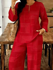 Geometric Print Relaxed Two-piece Ensemble