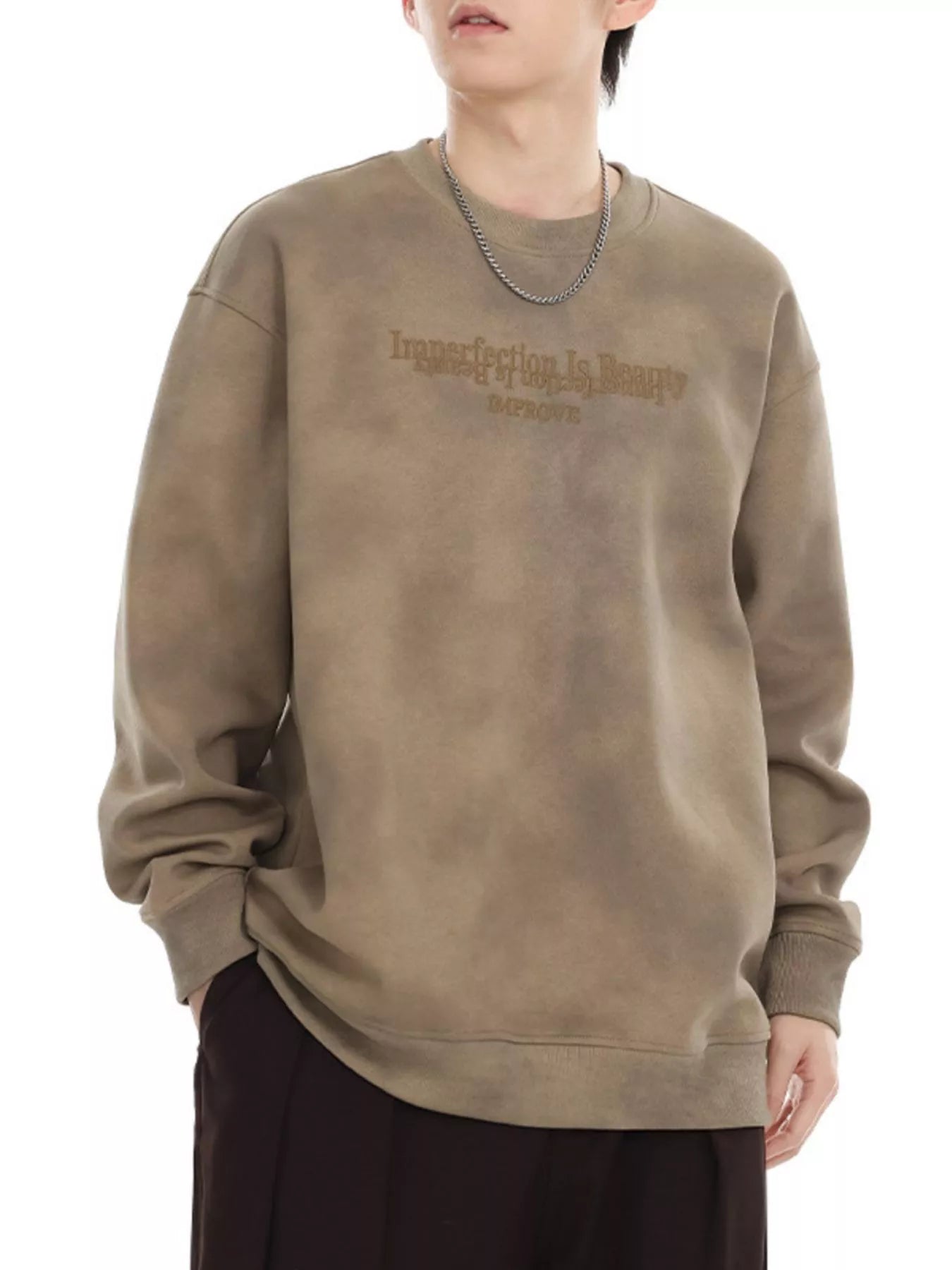 Oversized sweatshirt in Dune Yellow with embroidered text detail and crew neck.
