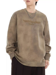 Oversized sweatshirt in Dune Yellow with embroidered text detail and crew neck.