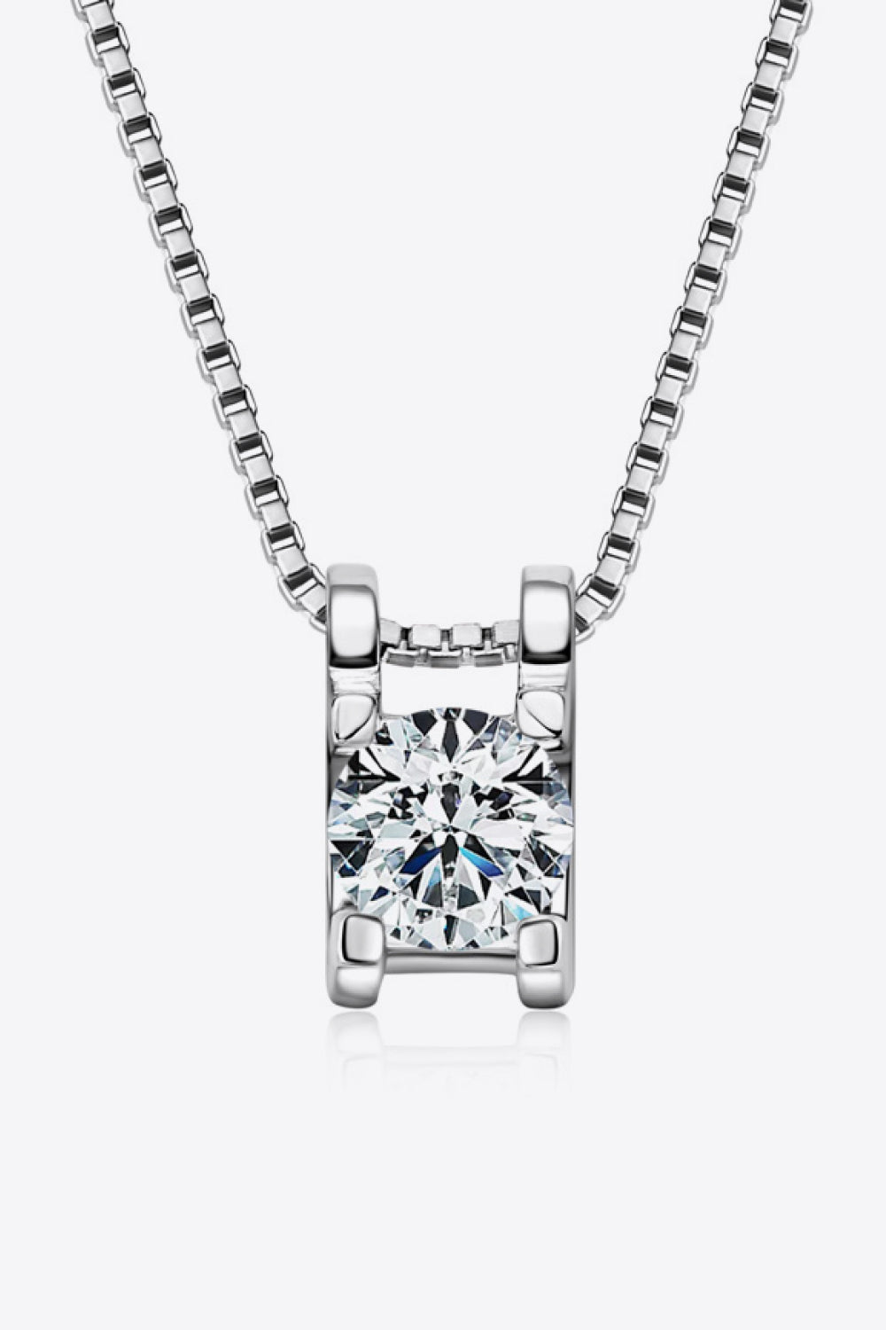 Silver cubic zirconia pendant necklace with box chain.