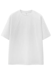 Men's Solid Color Short Sleeve T-shirt in White, fit detail