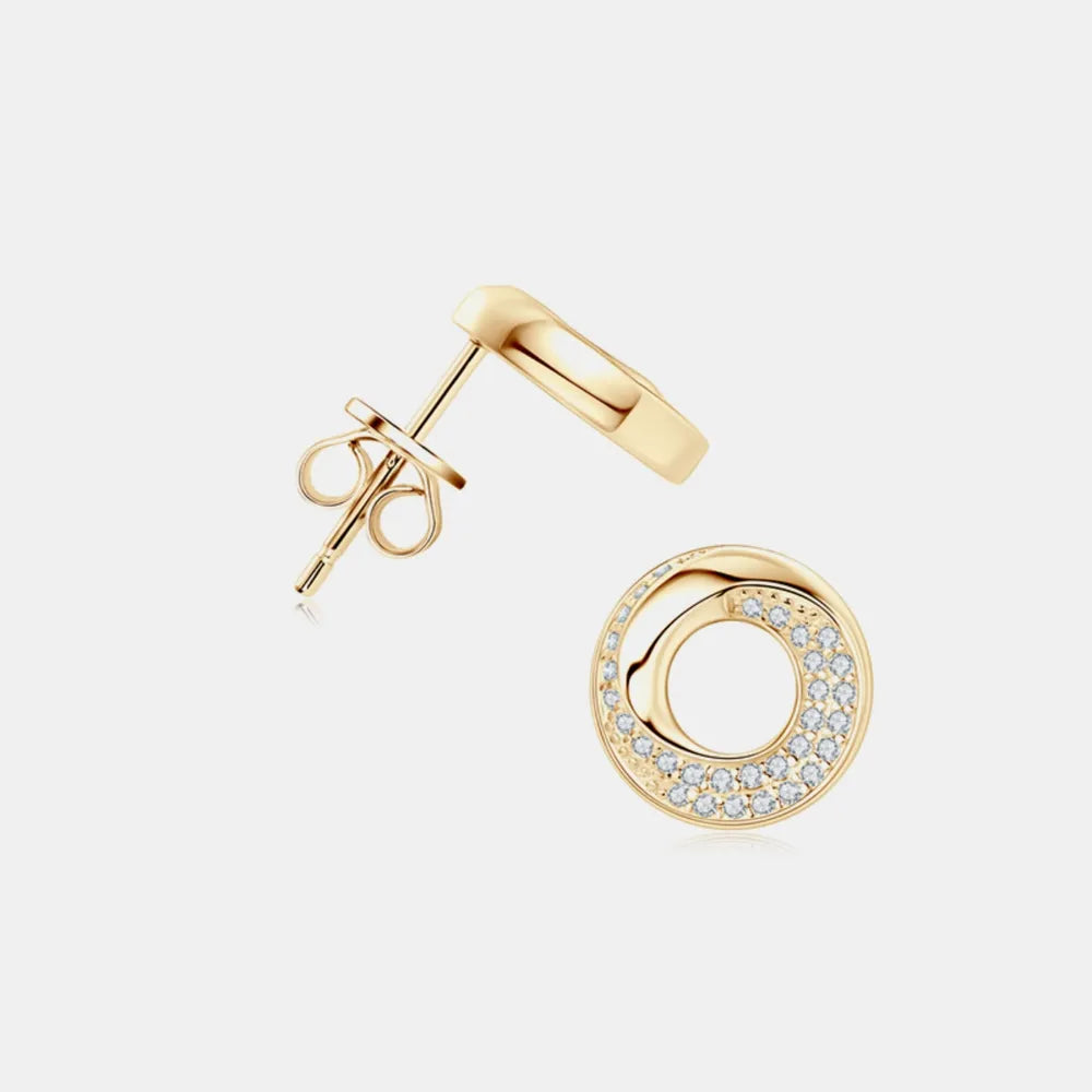 Gold pavé circle stud earrings with delicate sparkle