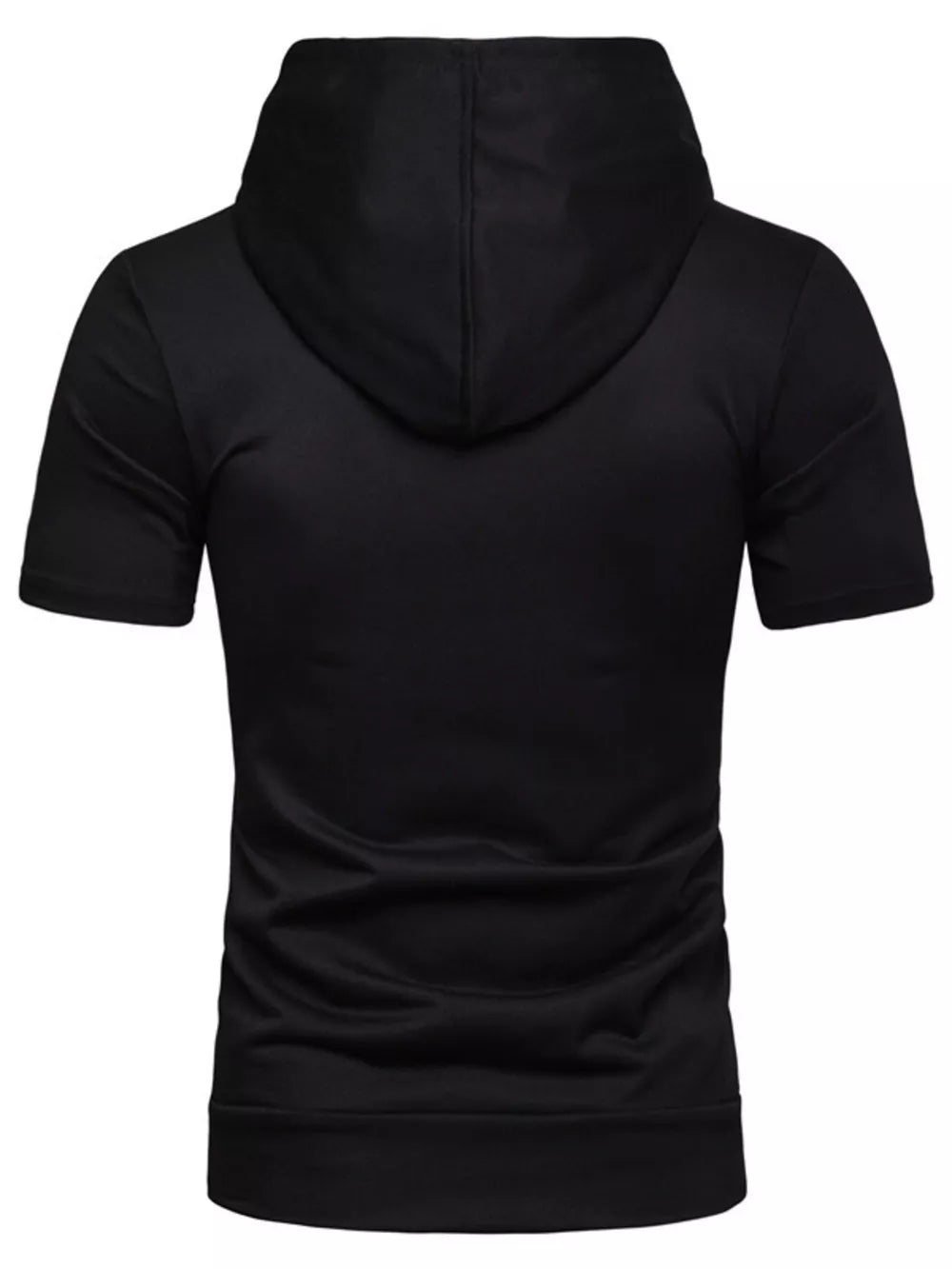 Men's Plus Size Short Sleeve Zip Up Hoodie in Black, side view
