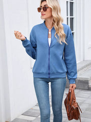 Apricot bomber jacket with not lined and long sleeve