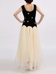 Floral Embellished Tulle Maxi Gown