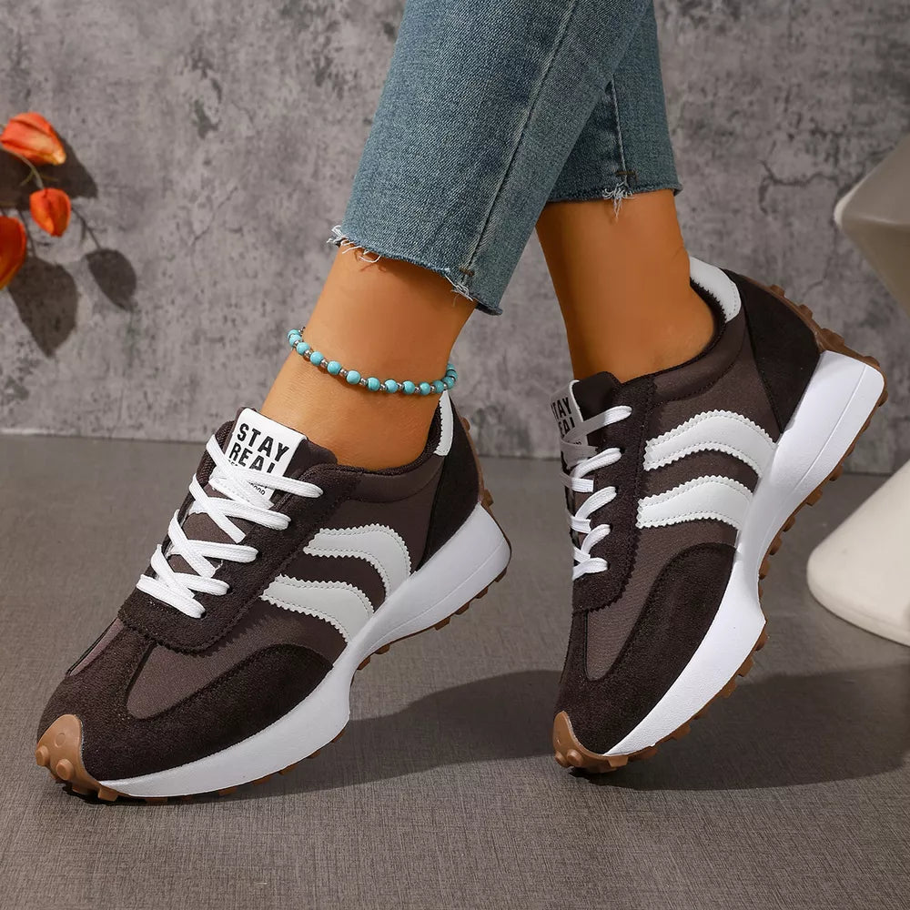 Lace Up Round Toe Sneakers in Red, view 15