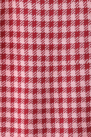 Houndstooth knit halter tank top in deep red and white acrylic fabric.