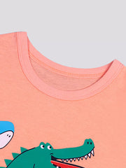 Playful Crocodile And Shark Graphic Tee