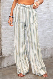 Full Size Striped Wide-leg Pants Plus Size in Dusty Pink, front view