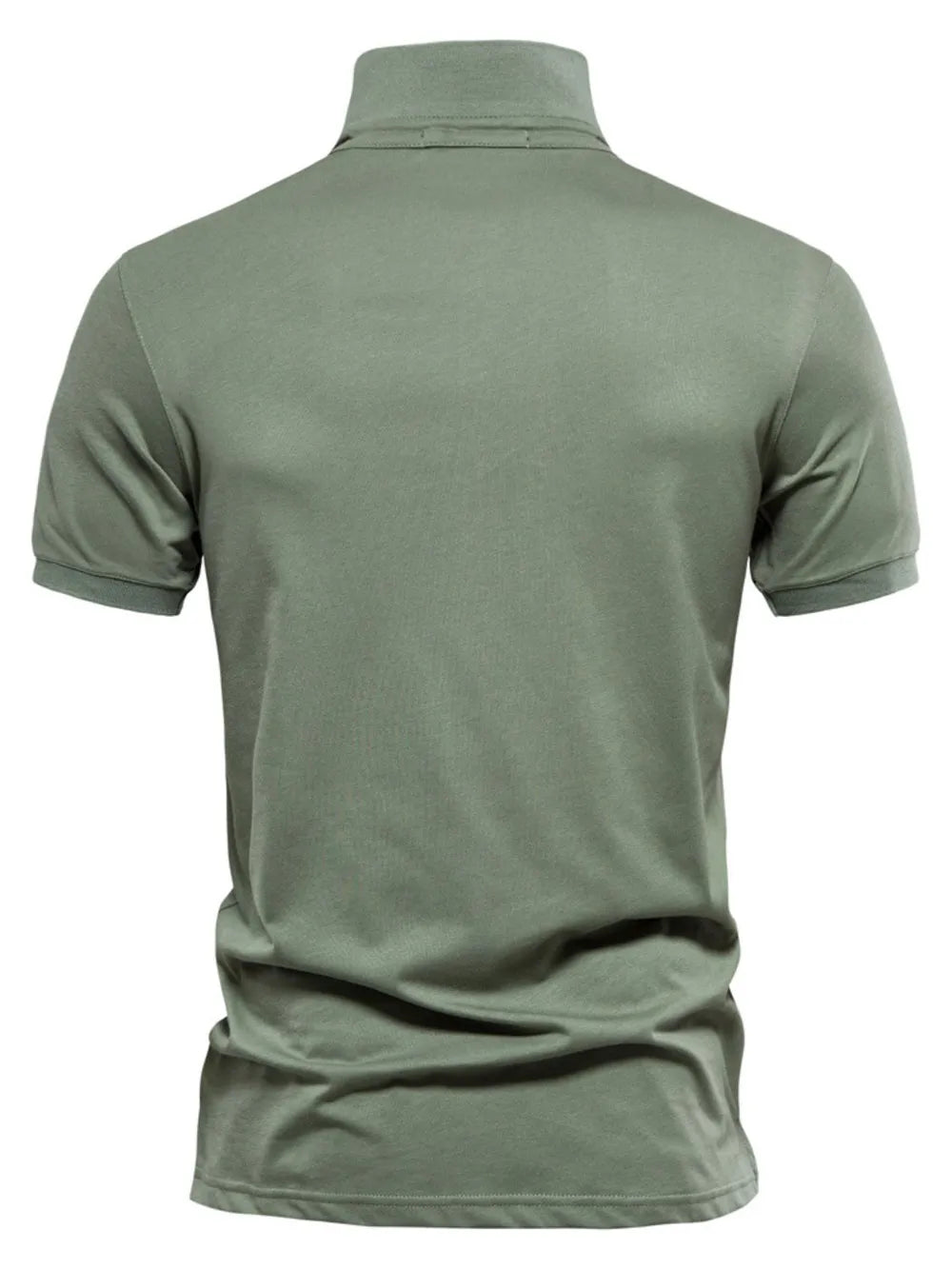 Tailored cotton polo shirt in moss green with short sleeves and a classic collar.