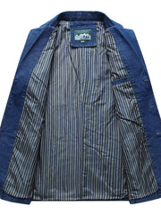 Men's Plus Size Button Up Denim Blazer, model styling view