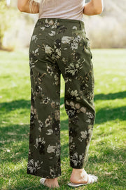 Vintage Floral Print High Waist Wide Leg Jeans, side view