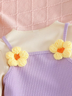 Children's Long Sleeve Top & Pants Set in Light Purple, side view