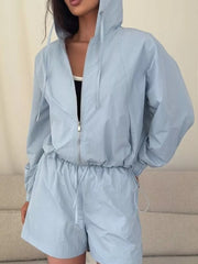 Lightweight Hooded Jacket And Shorts Set, view 17