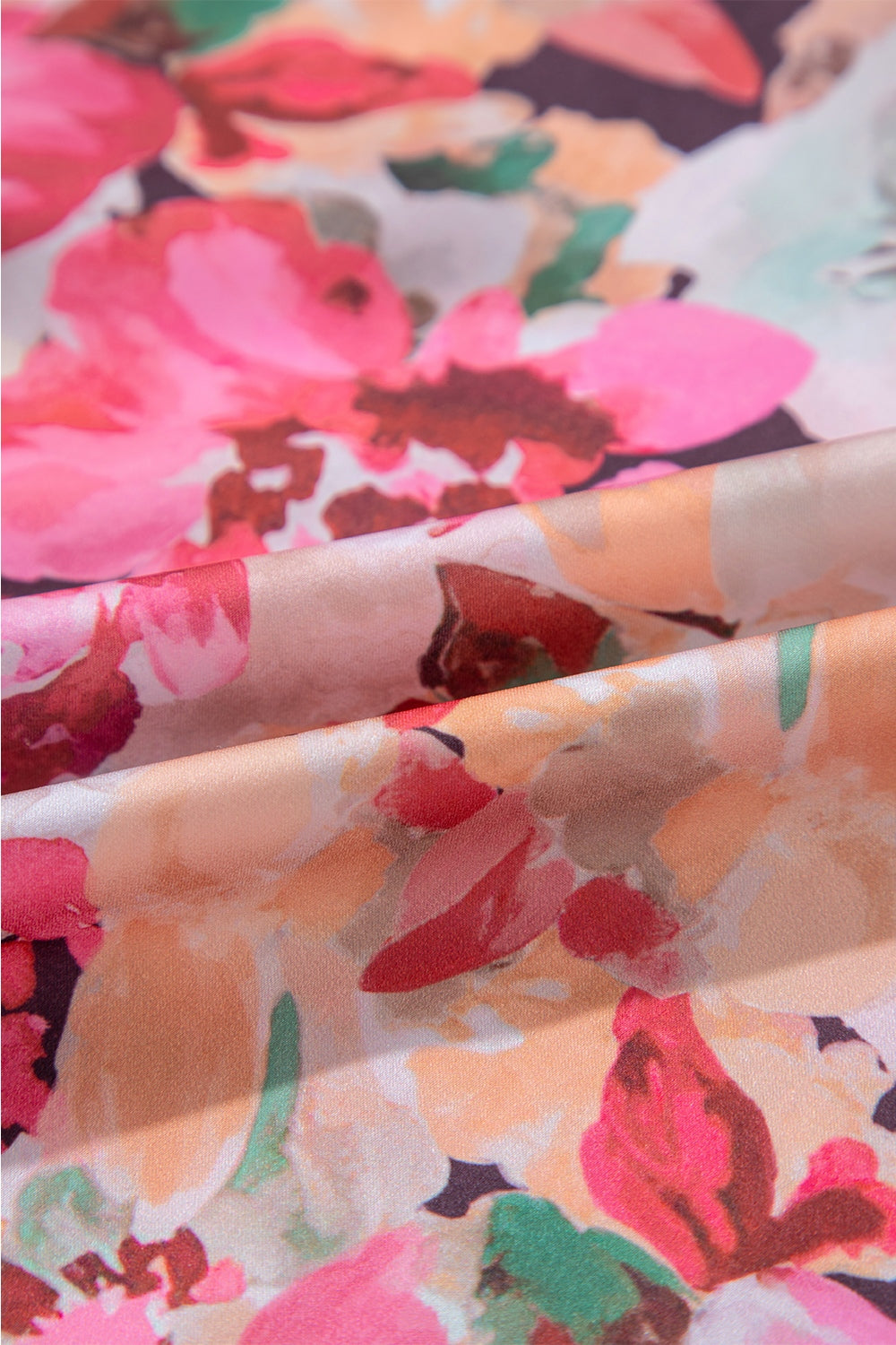 Pink floral print blouse with ruffle yoke detail