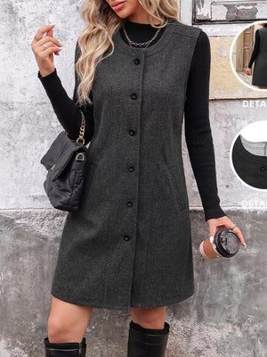 Sleeveless Longline Vest Coat, side view