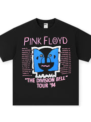 Black cotton crew neck t-shirt with Pink Floyd The Division Bell Tour '94 graphic.