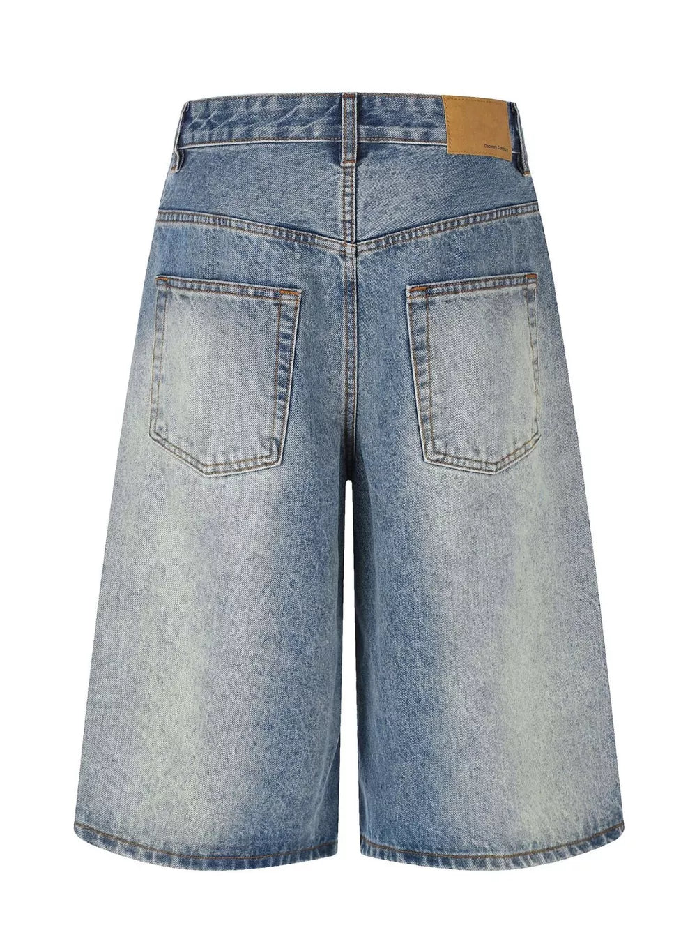 Men's Vintage Wash Wide Leg Denim Capris, close-up detail