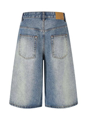 Men's Vintage Wash Wide Leg Denim Capris, close-up detail
